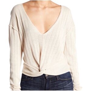 Free People “ Got Me Twisted “ Cream Long Sleeve Top